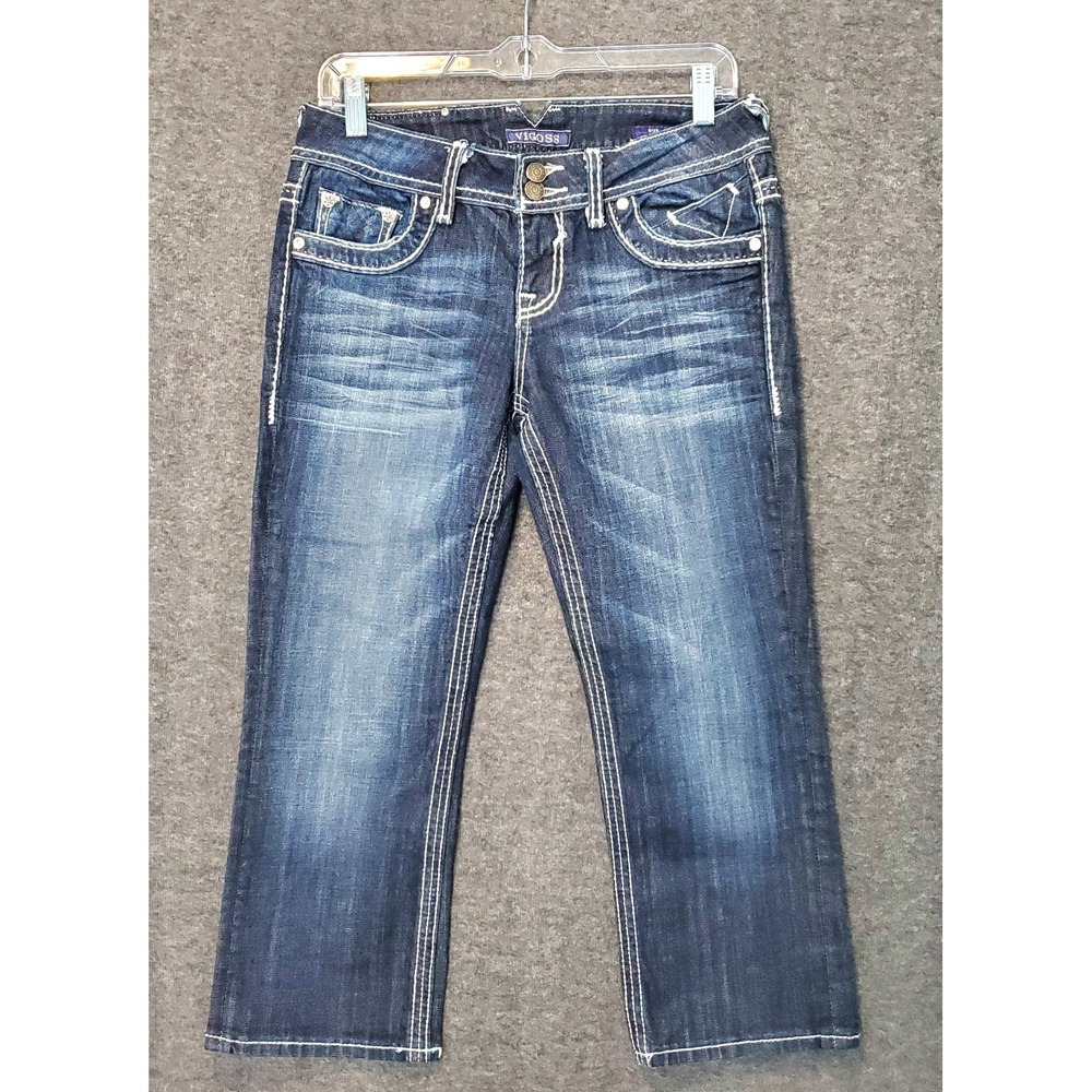Vigoss Jeans Womens Size 3 Blue The Dublin Capri Dark Wash Stretch Denim EUC